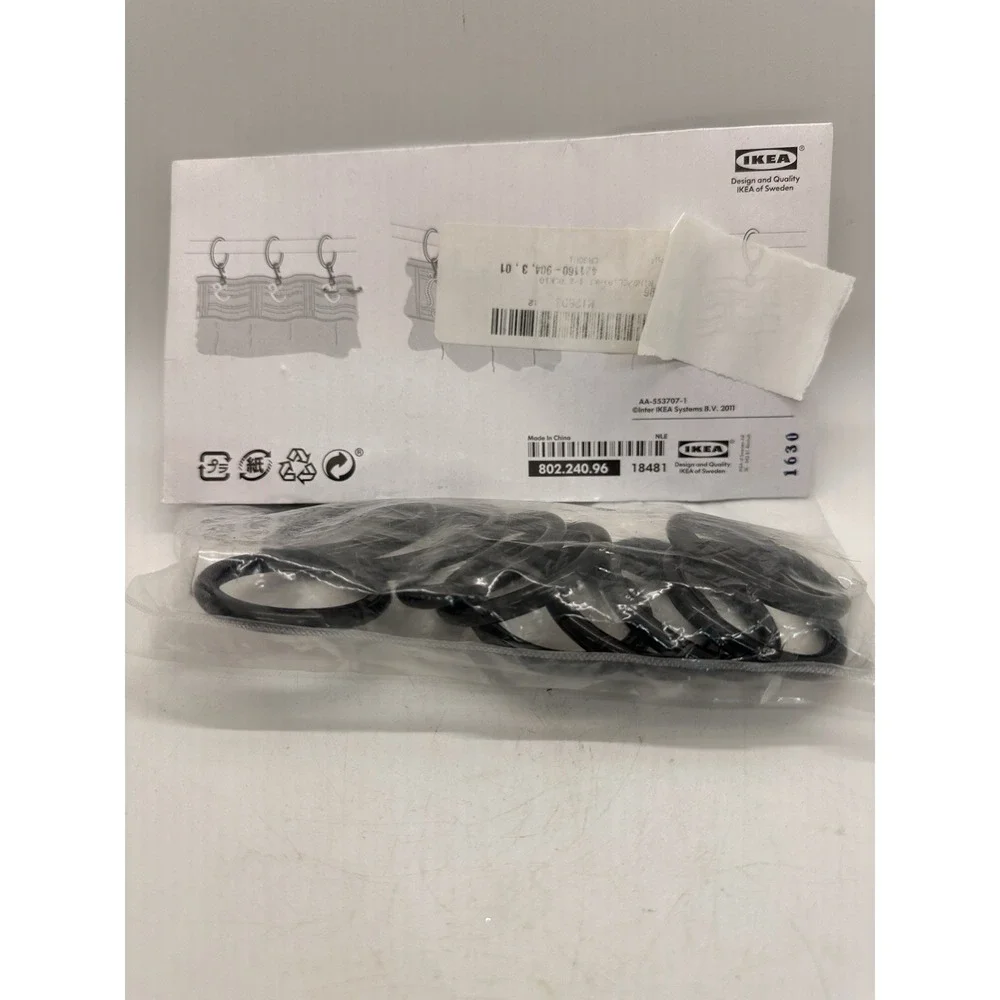IKEA SYRLIG Curtain Rings Clips Hooks Set Black 10 Pack